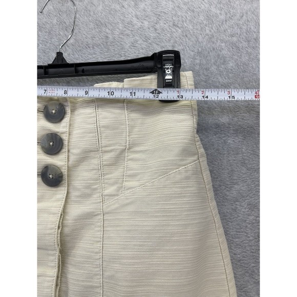 Free People Women's Paper Bag Skirt Size 6 Mini Beige Button Front Cotton - Picture 7 of 11